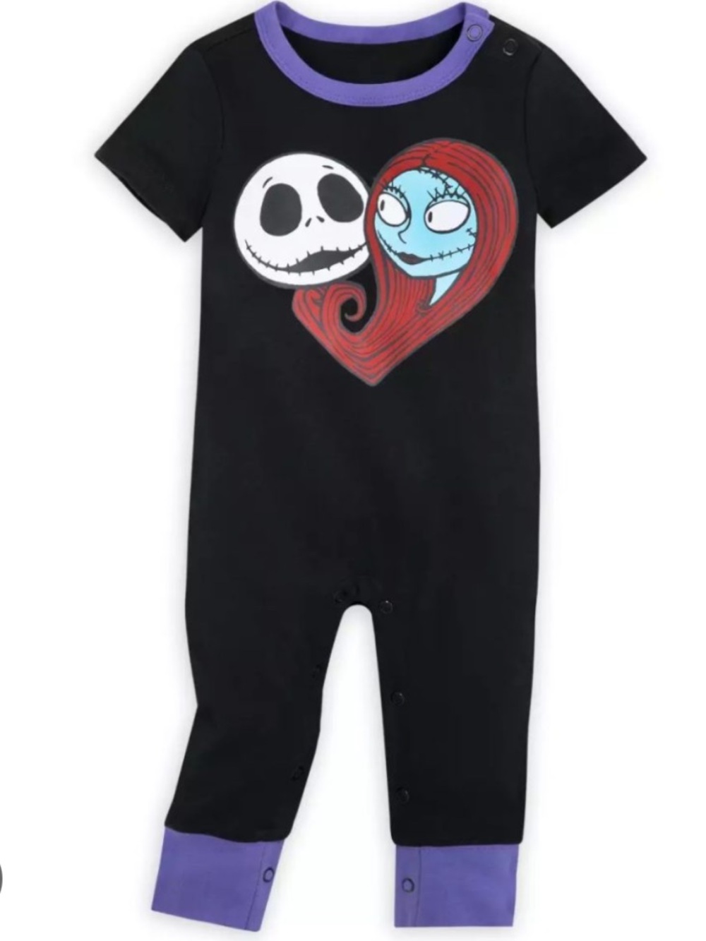 Disney Nightmare before Christmas Jack and Sally Heart Graphic Romper One-Piece